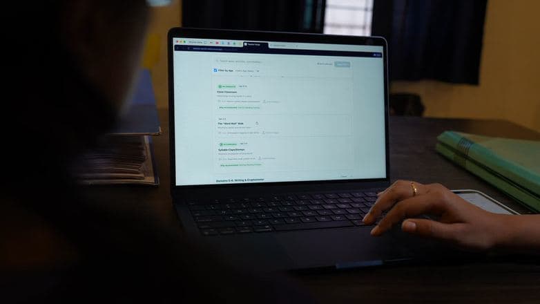 The Jiveesha clinical dashboard running on a laptop